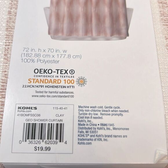 The BIG One Shower Curtain in Geo Clay Design ~ 72" x 70" - Picture 3 of 3